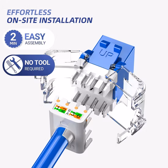 OEM 이더넷 모듈 CAT6A 암 커넥터 180도 툴리스 UTP 키스톤 잭 모듈러 잭